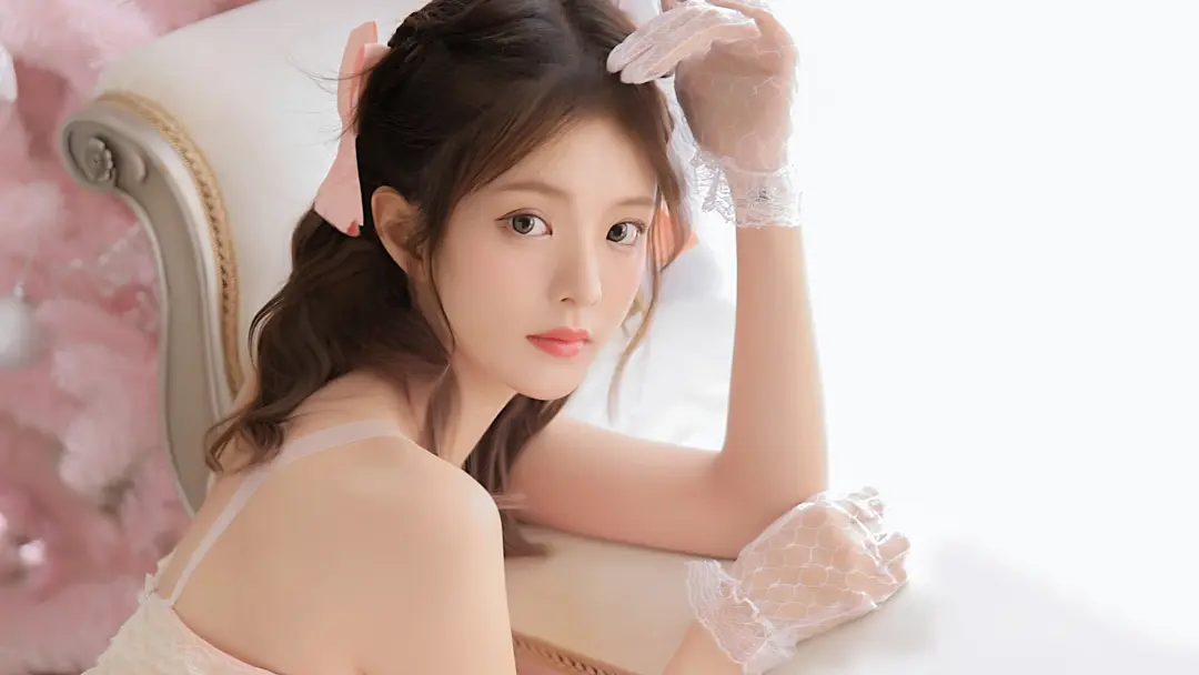 礼服 清纯 美女 蕾丝手套 粉色 12k美女壁纸 MACGF.COM