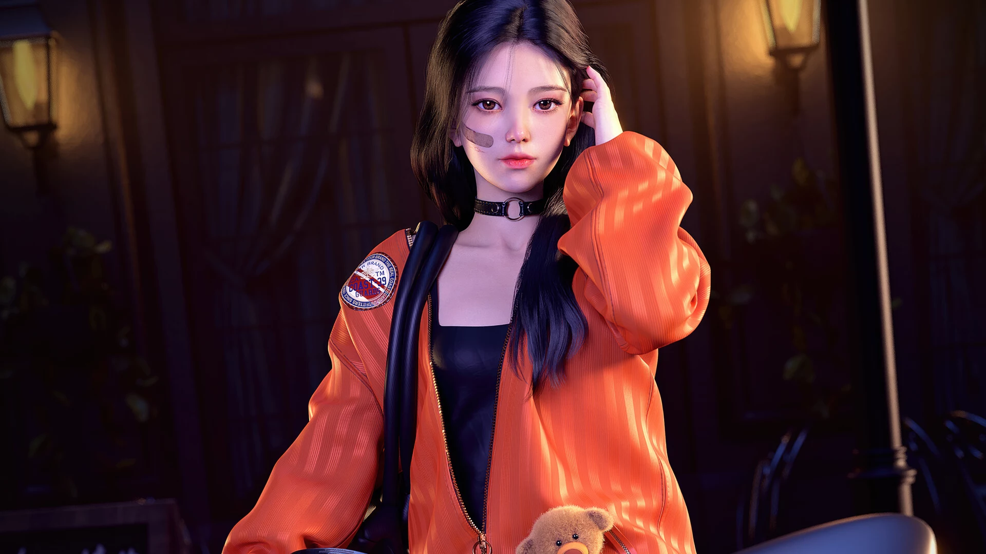 机车 头盔 百褶裙 女孩运动衫 小熊 3D 12k动漫壁纸