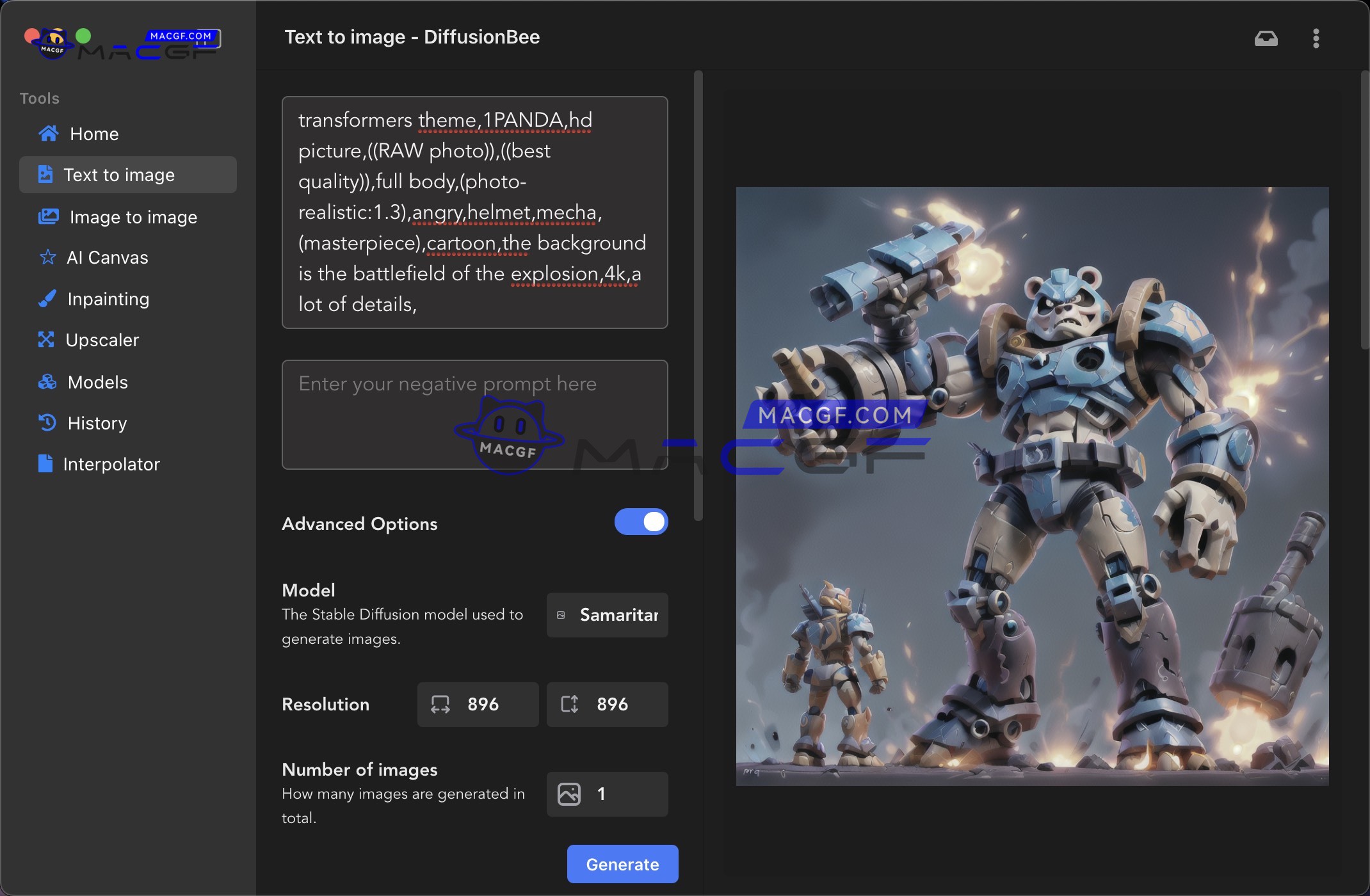 图片[3] - 「AI绘画&Stable Diffusion(SD)一键部署工具」DiffusionBee v2.2.1 英文版 - macGF
