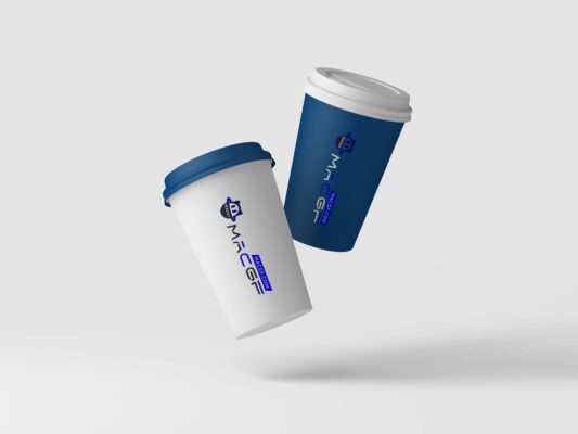 「样机素材」蓝色系简洁杯子样机(PSD) - macGF