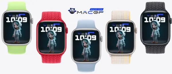 戴耳机的绿蓝长发女孩 Apple Watch 原生景深人像表盘 - macGF