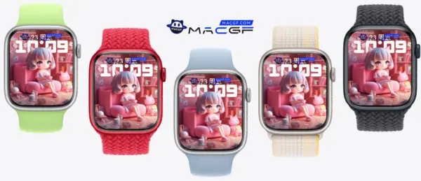 粉红 猫耳少女 温馨小房间 Apple Watch 精美景深人像表盘 - macGF