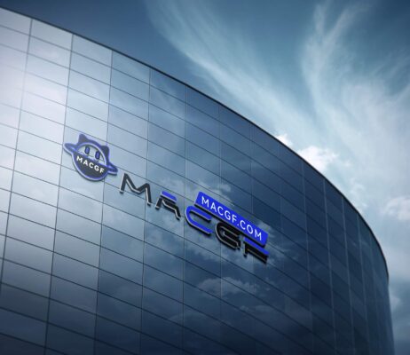 「样机素材」简洁创意企业户外Logo形象墙样机(PSD) - macGF