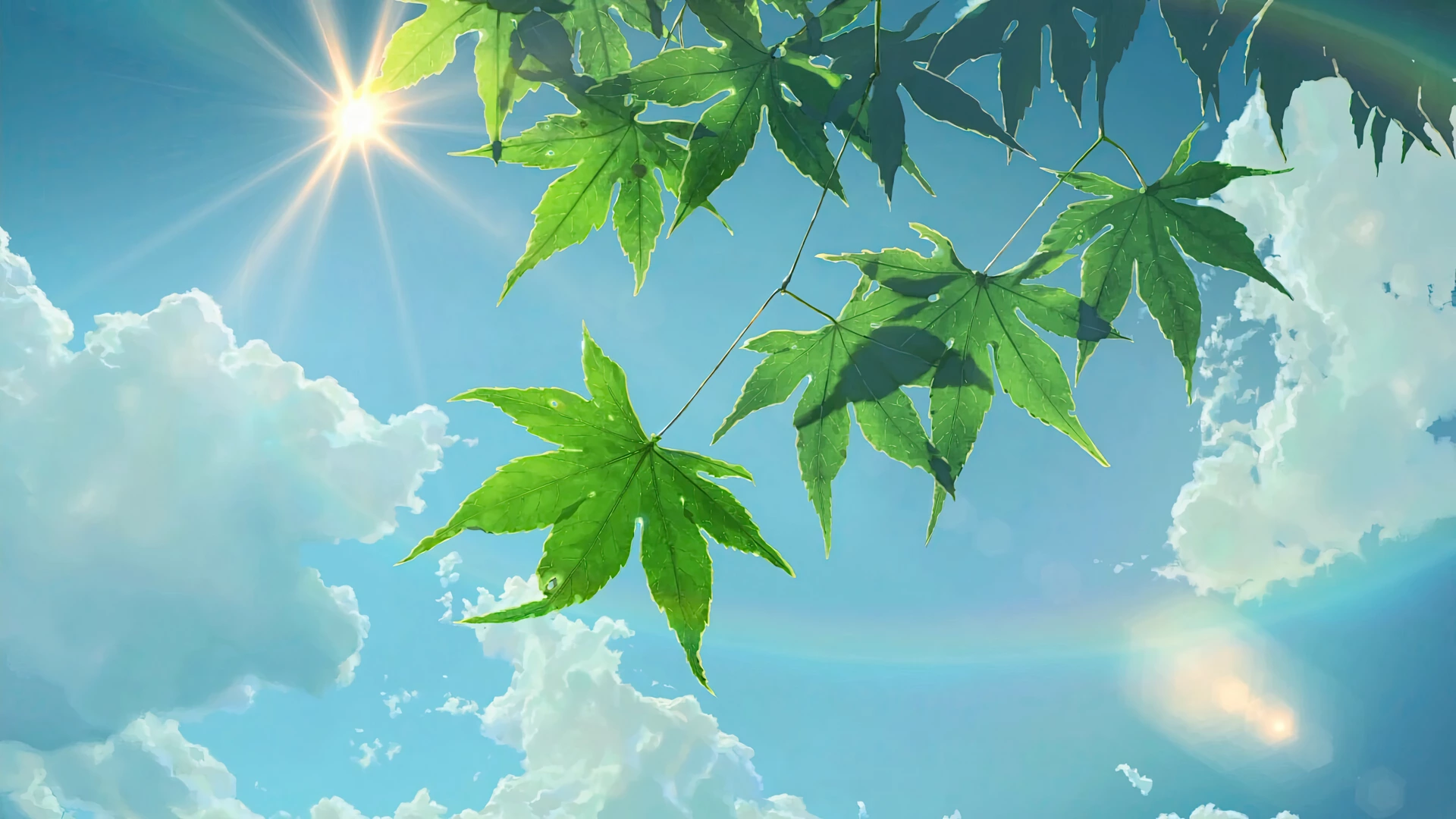 言叶之庭 天空 树叶 动漫 12k风景壁纸 MACGF.COM