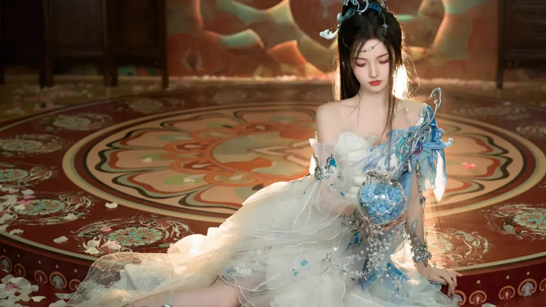 Cos美女 古典 古风 蓝色 12k美女壁纸 MACGF.COM