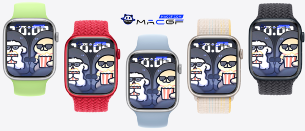 线条小狗 情侣 看电影 吃爆米花 原生景深表盘 - macGF