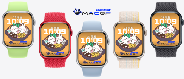 锅上的情侣小白兔 苹果 Apple Watch 景深人像表盘 - macGF
