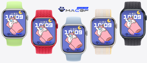 小兔子在床上看着天上的月亮 苹果 Apple Watch 景深人像表盘 - macGF