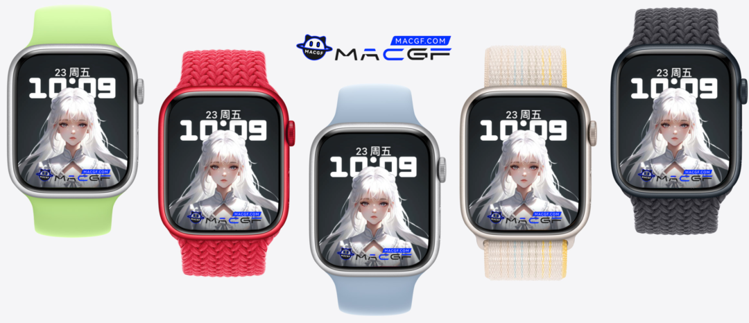 白发飘飘的动漫美少女 苹果 Apple Watch 景深人像表盘