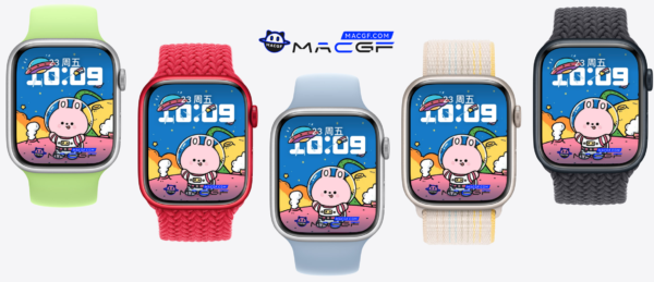 飞上月球 兔子 宇航员 苹果 Apple Watch 景深人像表盘 - macGF