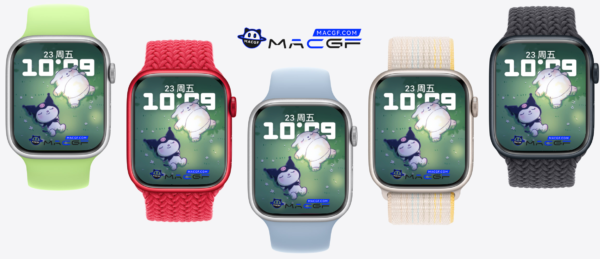 两只兔子 躺在草地上 苹果 Apple Watch 景深人像表盘 - macGF