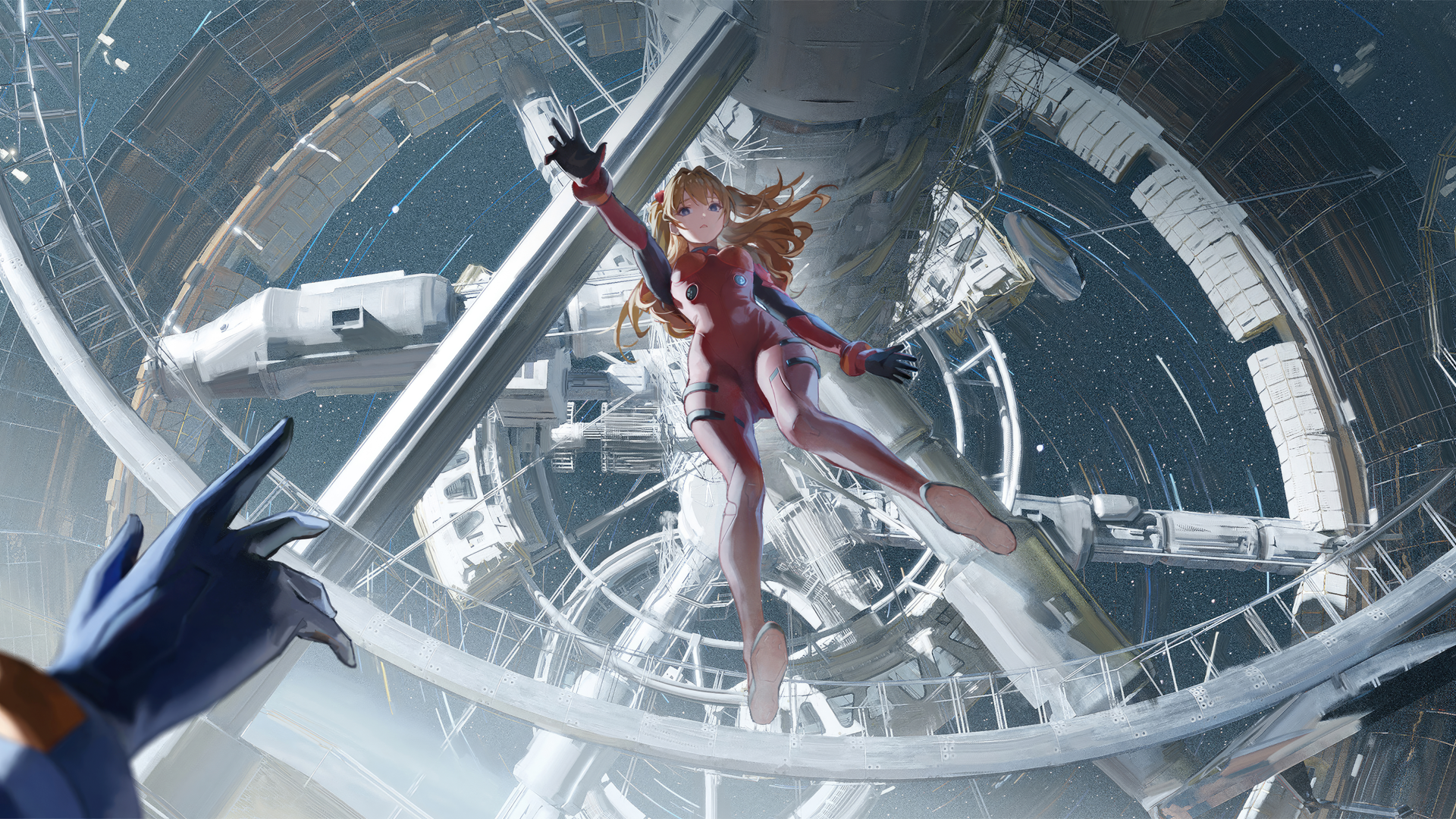 新世纪福音战士 明日香 宇宙 空间站 12k动漫壁纸 MACGF.COM