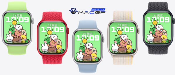 一群可爱的小动物抢一个金光闪闪的硬币 苹果 Apple Watch 景深人像表盘 - macGF