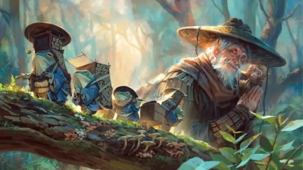 青蛙 老人 猴子 森林 双手合十 12k动漫壁纸 - macGF