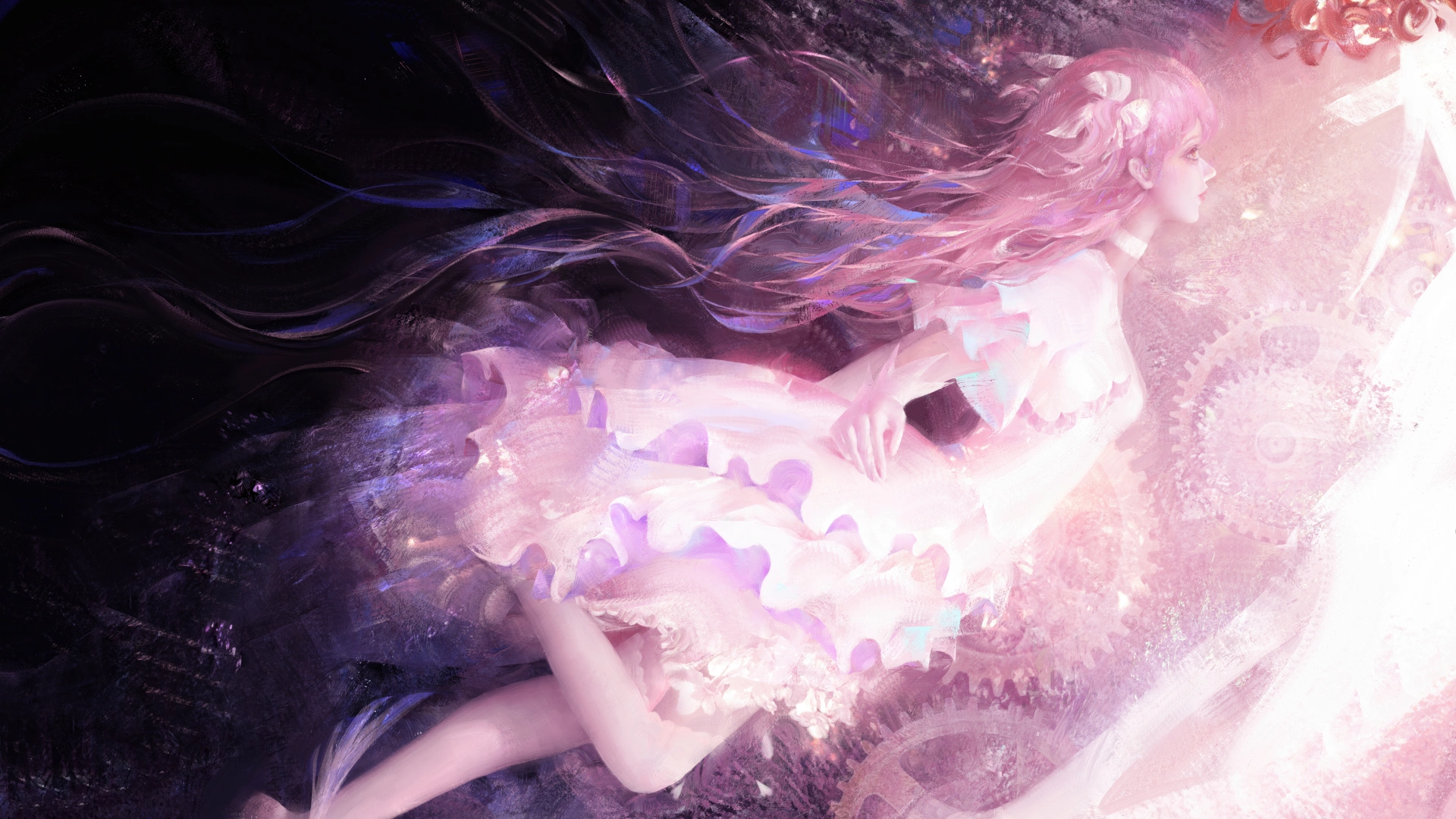 粉色 魔法少女小圆 同人 油画 12k动漫壁纸