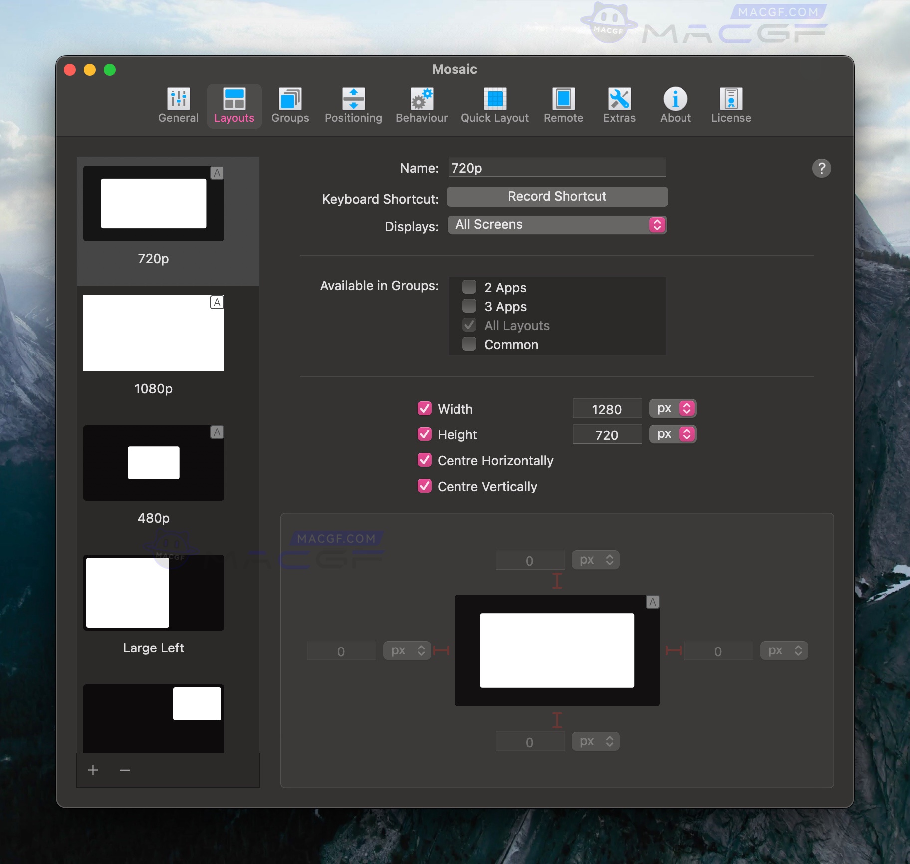 图片[1] - 「系统菜单栏快捷窗口布局管理工具」Mosaic v1.4 激活版 - macGF