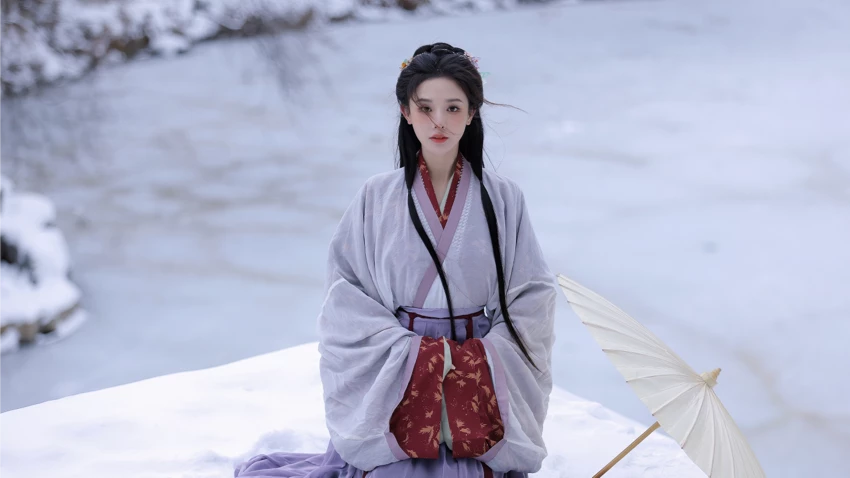彭小苒 冬 雪地 古风壁纸 12k美女壁纸 - macGF