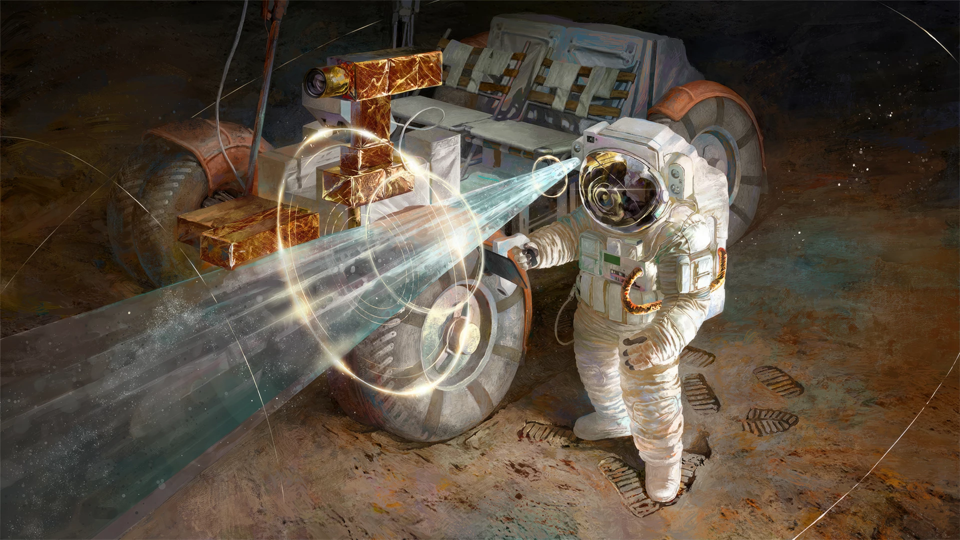 宇航员 探索机器 脚印 12k超清壁纸 MACGF.COM