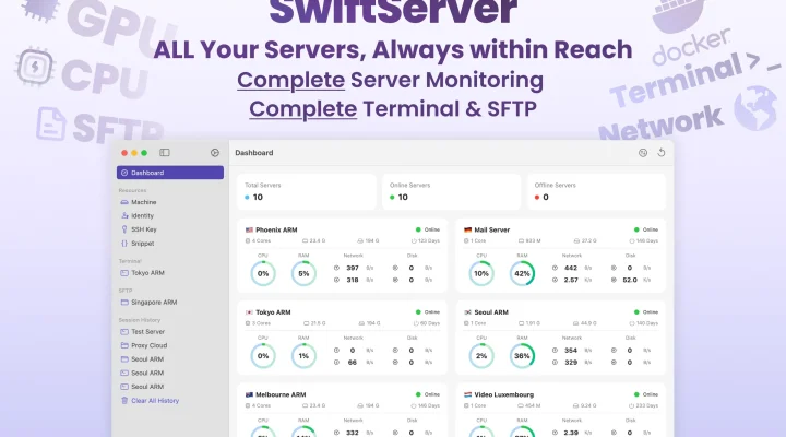SwiftServer - Monitoring & SSH 截图 1
